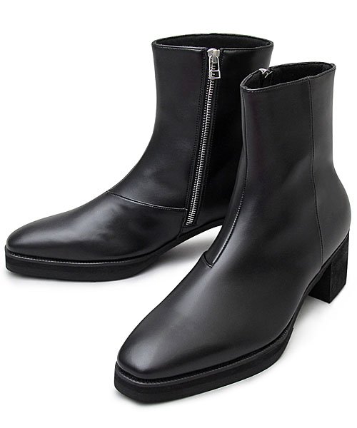 ヒールブーツ メンズ サイドジップ ショートブーツ トップイズム Topism Magaseek