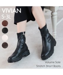 Vivian(ヴィヴィアン)/厚底ストレッチショートブーツ/ブラック
