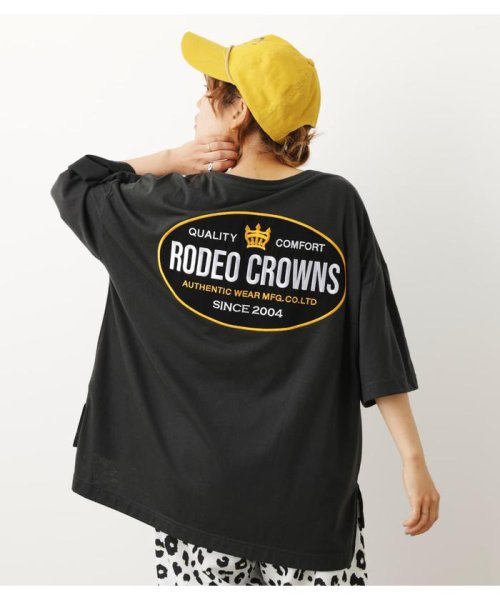 RODEO CROWNS WIDE BOWL(ロデオクラウンズワイドボウル)/ビッグオーバルパッチTシャツ/BLK