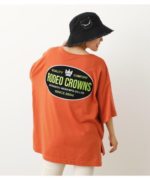 RODEO CROWNS WIDE BOWL(ロデオクラウンズワイドボウル)/ビッグオーバルパッチTシャツ/L/BRN1