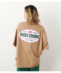 RODEO CROWNS WIDE BOWL(ロデオクラウンズワイドボウル)/ビッグオーバルパッチTシャツ/BEG