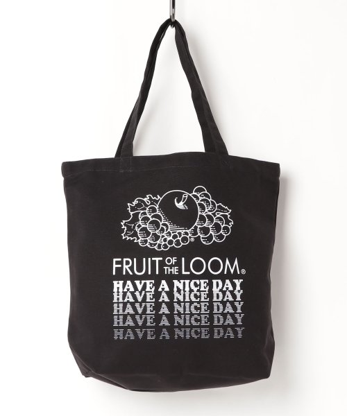 MAISON mou(メゾンムー)/【FRUIT OF THE LOOM/フルーツオブザルーム】CAL PRINT TOTE/白黒プリントトートバッグ/ブラック系1