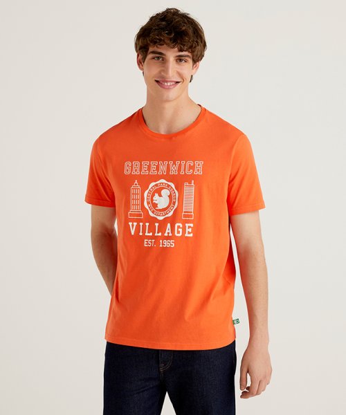 BENETTON (mens)(ベネトン（メンズ）)/プリント半袖Tシャツ・カットソー/オレンジ