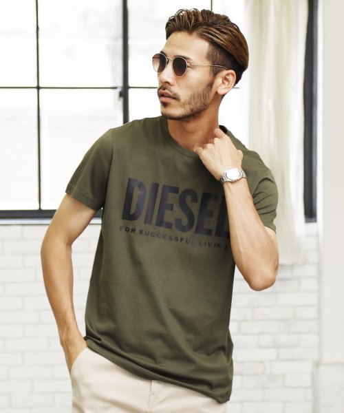 JIGGYS SHOP(ジギーズショップ)/DIESEL(ディーゼル) T－Diego－Logo T－shirt / ブランド Tシャツ メンズ おしゃれ ティーシャツ 半袖 カットソー トップス/カーキ