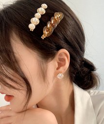 ninon(ニノン)/【2個セット】クリアべっ甲チェーンヘアクリップ/ブラウン