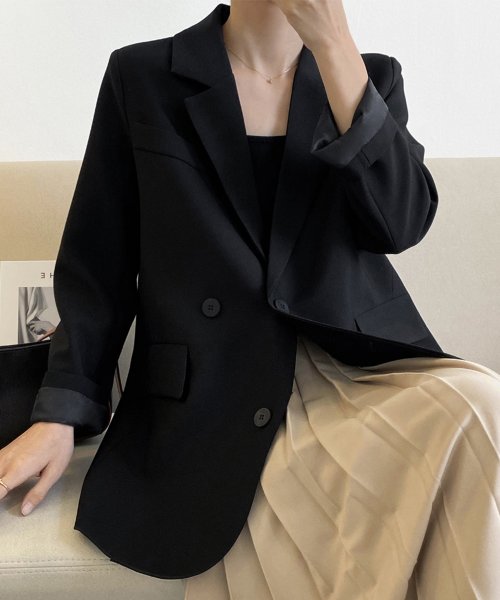 aimoha(aimoha（アイモハ）)/韓国風無地テーラードジャケット 韓国ファッション/ブラック