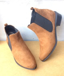 SFW(サンエーフットウェア)/3.5cmヒール ワンピース靴 韓国ファッション サイドゴアブーツ ☆5448/ブラウンスエード