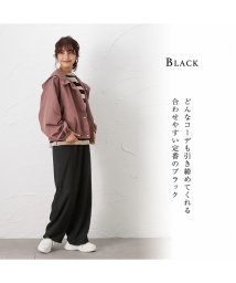 MAC HOUSE(women)(マックハウス（レディース）)/NAVY ネイビー 楊柳プリーツワイドパンツ 352－6102/ブラック