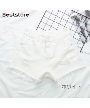 Beststore/ダメージデニムショートパンツ カットオフデザイン パンツ  ハイウエスト デニムショートパンツ 短パン ボトムス アイレット ショートパンツ/504211013