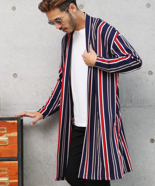 ストライプカットコーディガン カーディガン メンズ ニットカーディガン Cardigan ロング トップス ジギーズショップ Jiggys Shop Magaseek