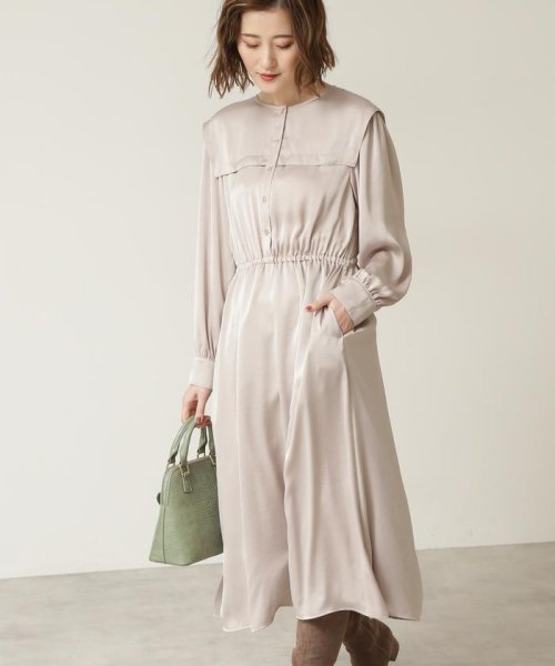セール ヨーク切り替えサテンワンピース ナチュラルビューティーベーシック Natural Beauty Basic Magaseek