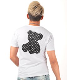 LUXSTYLE(ラグスタイル)/RUMSODA(ラムソーダ)ベアプリントVネック半袖Tシャツ/Tシャツ メンズ 半袖 Vネック ベア プリント/ホワイト