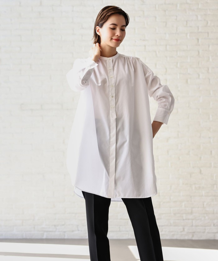 時間指定不可 リラックスシルエットチュニックシャツ コンビニ受取対応商品