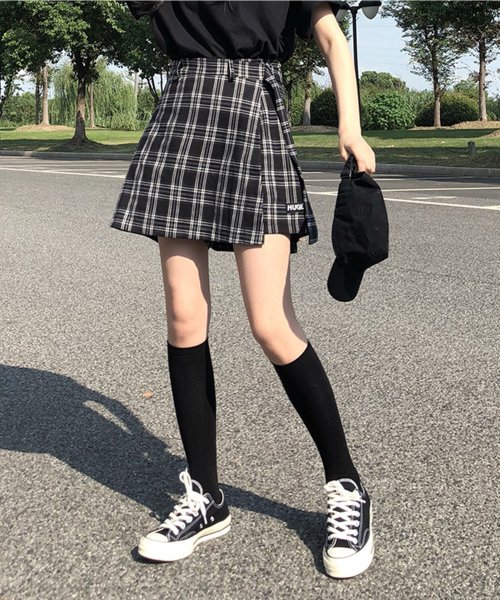 aimoha(aimoha（アイモハ）)/ミニスカート 韓国ファッション チェック/ブラック