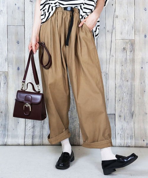 セール 前バックルバルーンパンツ レディースファッション通販 パンツ ベージュ カーキブラック バックル ゆったりバルーンパンツイージーパンツ サーカス パンツ サルエル アットワン Atone Magaseek