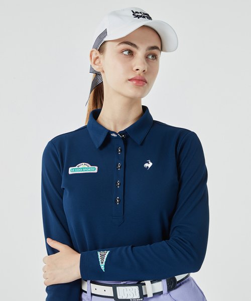 le coq sportif GOLF (ルコックスポルティフ（ゴルフ）)/長袖ポロシャツ《吸汗速乾・UPF30・ストレッチ・ECO》【アウトレット】/ネイビー系