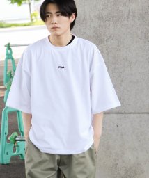 ZIP FIVE(ジップファイブ)/【fh7905－fh7906】FILA ワンポイントセンター刺繍＆メッセージ刺繍半袖ビックシルエットTシャツ/ホワイト