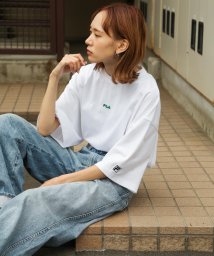 ZIP FIVE(ジップファイブ)/【fh7905－fh7906】FILA ワンポイントセンター刺繍＆メッセージ刺繍半袖ビックシルエットTシャツ/ホワイト系3