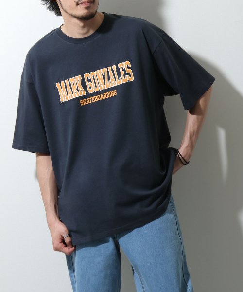 ZIP FIVE(ジップファイブ)/【mg－0287】MARK GONZALES ロゴプリント半袖Tシャツ/ネイビー