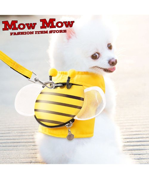 mowmow(マウマウ)/犬 ハーネス リード セット みつばち ポーチつき かわいい ペット用品 犬服 猫服 かわいい 安全 脱げない 小型犬 中型犬 散歩 介護用 旅行 お出かけ/その他