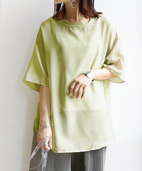 セール シアー トップス インナーセットシアープルオーバー M レディース 春夏 シースルー ライトベージュ ライトグリーン グレージュ ブラック 黒 シアー素材 透け アンドイット And It Magaseek