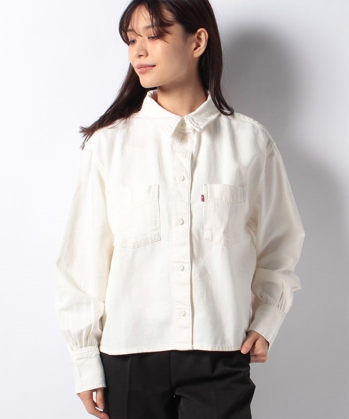ZOEY PLEAT UTILITY SHIRT ECRU CREW 