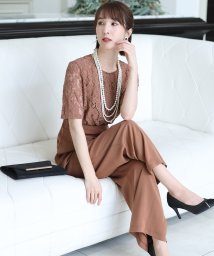 PourVous(プールヴー)/レースドッキングオールインワン 結婚式 ワンピース パーティードレス/モカ