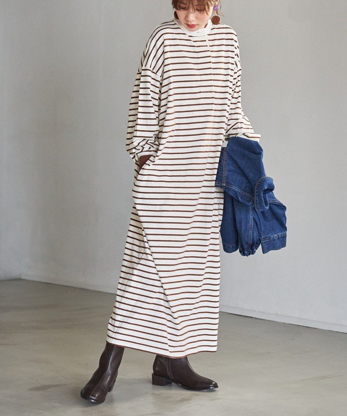 セール ボーダーバンドカラーラガーワンピース コーエン Coen Magaseek