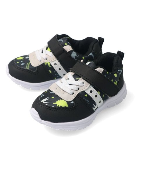 子供服】 Kids Foret (キッズフォーレ) 恐竜・花柄総柄シューズ・スニーカー・靴 15cm～19cm B81838(504235455)  キッズフォーレ(Kids Foret) MAGASEEK