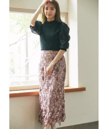 tocco closet luxe(トッコクローゼットリュクス)/【TVドラマ着用】配色フラワーレースタイトスカート/DUSTY PINK