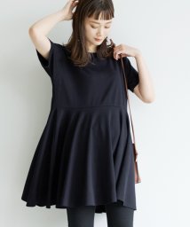 coca(コカ)/【シワになりにくい】ぺプラムチュニックトップス/NAVY