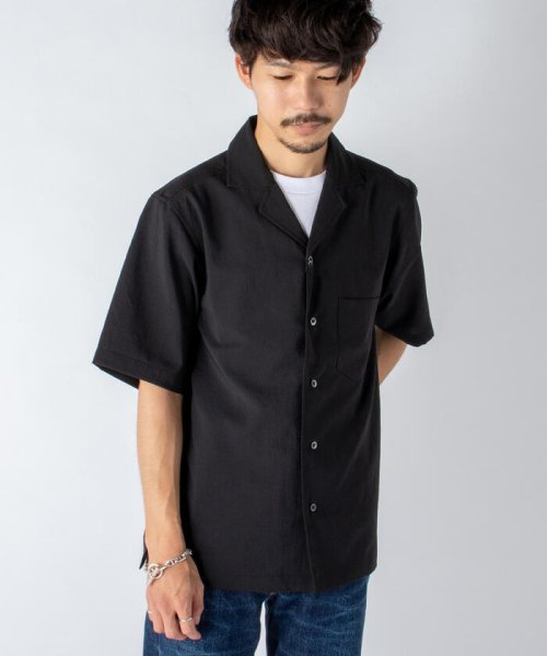 GLOSTER(GLOSTER)/《追加》EVALET QUICK DRY OPEN COLLAR オープンカラーシャツ/ブラック