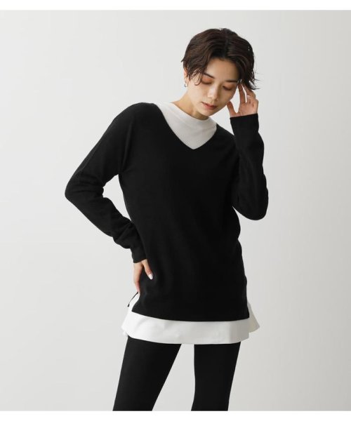 AZUL by moussy(アズールバイマウジー)/NUDIE 2WAY V／N KNIT/BLK
