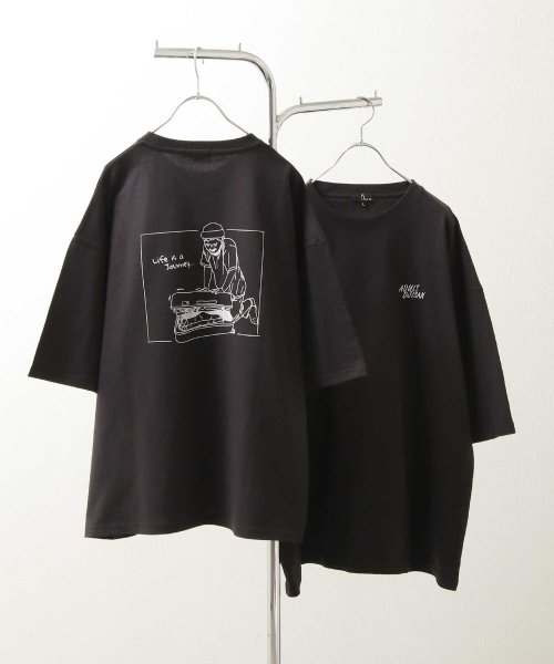 ZIP FIVE(ジップファイブ)/【21026－11gz】アダルトおじさんイラストプリントTシャツ/ブラック