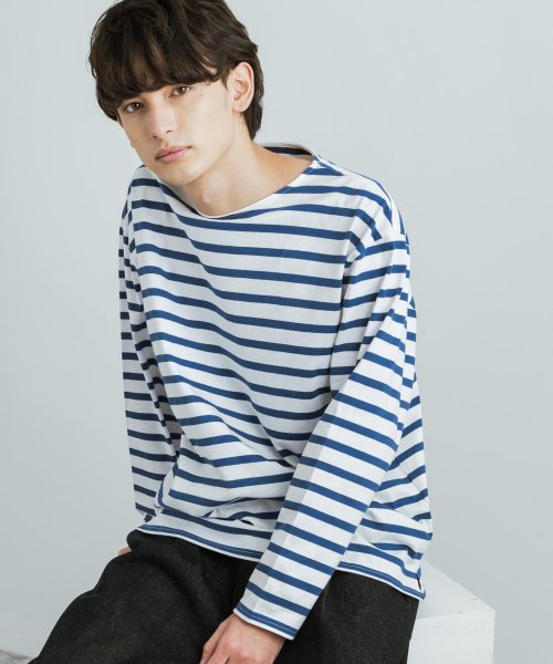 ロッキーモンロー Rocky Monroe バスクシャツ メンズ レディース Tシャツ カットソー ボーダー 無地 長袖 プルオーバー ビッグシルエット オーバーサイズ ドロップショルダー ゆったり ボー Magaseek