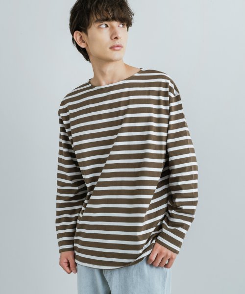 ロッキーモンロー Rocky Monroe バスクシャツ メンズ レディース Tシャツ カットソー ボーダー 無地 長袖 プルオーバー ビッグシルエット オーバーサイズ ドロップショルダー ゆったり ボー Magaseek