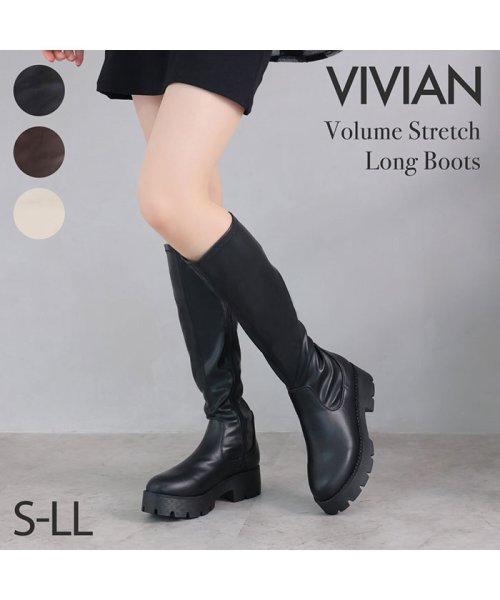 Vivian(ヴィヴィアン)/厚底ストレッチロングブーツ/ブラック