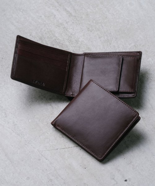 MURA(ムラ)/MURA 二つ折り財布 財布 メンズ 本革 二つ折り スリム レザー カード7枚収納 隠しポケット/ブラウン系1