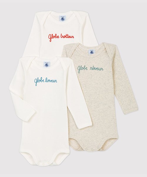 【セール】【Bebe DeboutMALE】長袖ボディ3枚組(504214634) プチバトーアウトレット(PETIT BATEAU