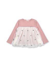 SLAP SLIP(スラップスリップ)/花 チュール 切り替え Tシャツ (80~130cm)/ピンク
