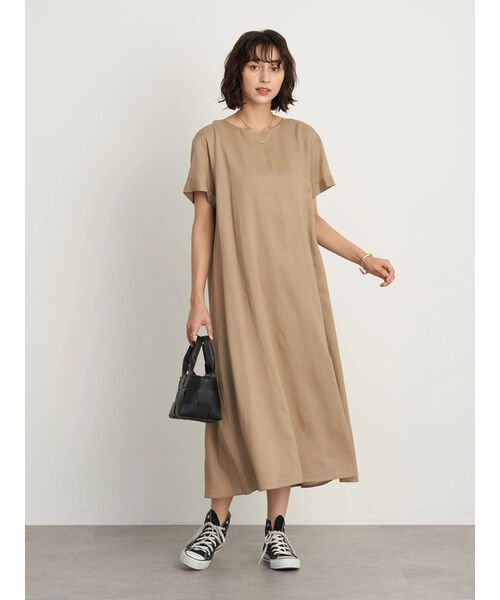 レーヨンリネンフレアワンピース アースミュージック エコロジー Earth Music Ecology Magaseek