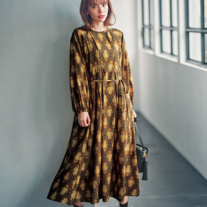 ボリューム袖エスニック柄ワンピース ジーラ Geera Magaseek