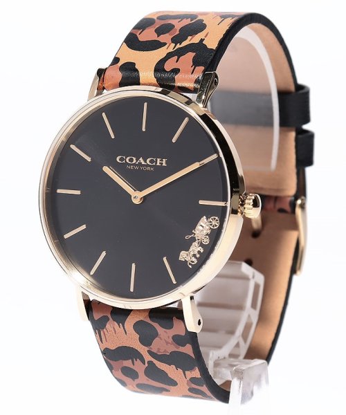 COACH(コーチ)/【COACH】コーチ　レディース　14503712　PERRY ペリー　36ｍｍ　ブラック×ヒョウ柄　革ベルト　クォーツ/ブラック×ヒョウ柄