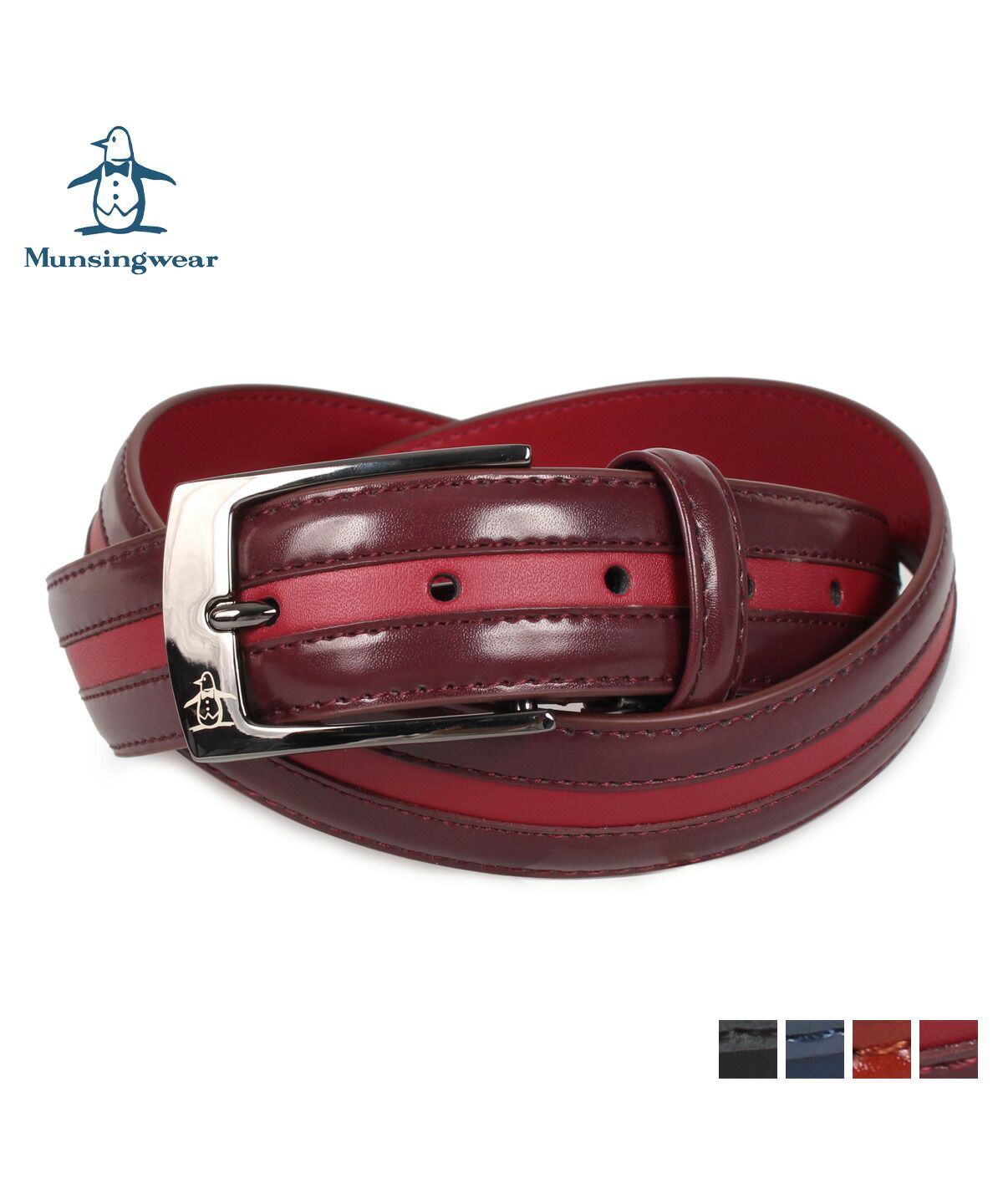 マンシングウェア Munsingwear ベルト レザーベルト メンズ 本革 バックル LEATHER BELT ブラック ネイビー ワイン レッド  ブラウン (504036576) | マンシングウェア(Munsingwear) - MAGASEEK