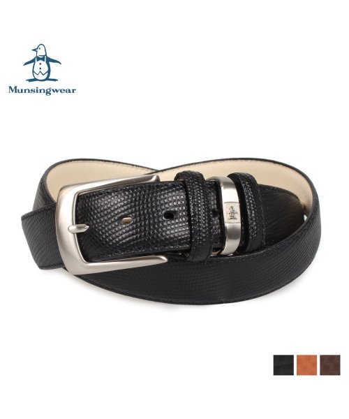 Munsingwear(マンシングウェア)/マンシングウェア Munsingwear ベルト レザーベルト メンズ 本革 バックル LEATHER BELT ブラック ブラウン チョコ 黒 MU－1520/ブラック