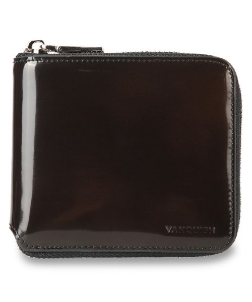 VANQUISH(ヴァンキッシュ)/ヴァンキッシュ VANQUISH 二つ折り財布 メンズ 本革 ラウンドファスナー WALLET グレー ネイビー ブラウン ワイン グリーン VQM－43180/ダークブラウン
