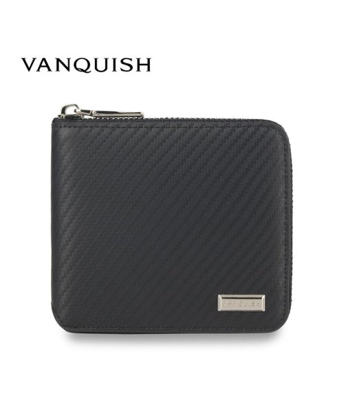 VANQUISH(ヴァンキッシュ)/ヴァンキッシュ VANQUISH 二つ折り財布 メンズ 本革 ラウンドファスナー WALLET ブラック 黒 43240/ブラック