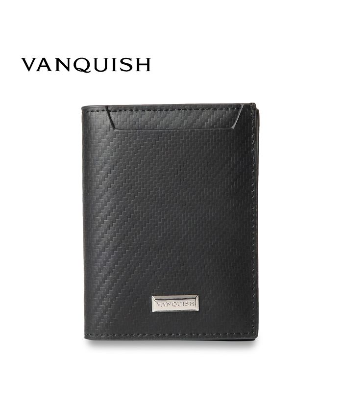 ヴァンキッシュ VANQUISH 二つ折り財布 メンズ 本革 WALLET ブラック 黒 43250