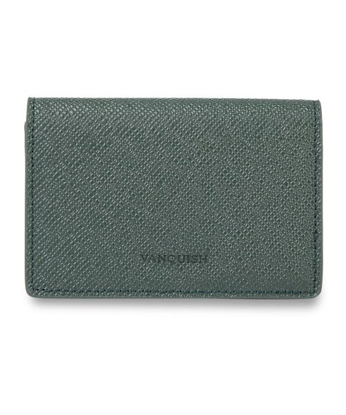 VANQUISH(ヴァンキッシュ)/ヴァンキッシュ VANQUISH カードケース 名刺入れ 定期入れ メンズ 本革 CARD CASE ブラック ネイビー ダーク グリーン 黒 43320/ダークグリーン