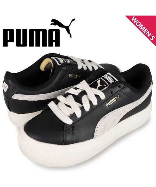 Puma プーマ スウェード マユ レザー スニーカー レディース 厚底 スエード Wmns Suede Mayu Leather ブラック 黒 プーマ Puma Magaseek